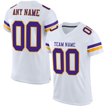 Load image into Gallery viewer, Custom White Purple-Gold Mesh Authentic Football Jersey