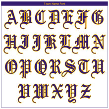 Load image into Gallery viewer, Custom White Purple Pinstripe Purple-Gold Authentic Baseball Jersey