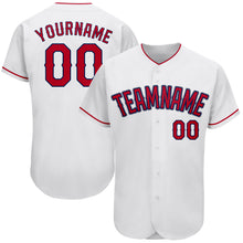 Load image into Gallery viewer, Custom White Red-Navy Authentic Baseball Jersey