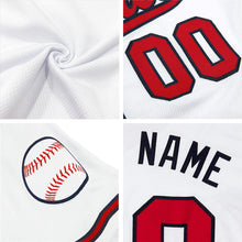 Load image into Gallery viewer, Custom White Red-Navy Authentic Baseball Jersey
