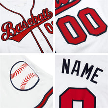 Load image into Gallery viewer, Custom White Red-Navy Authentic Baseball Jersey