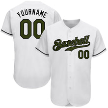 Load image into Gallery viewer, Custom White Olive-Black Authentic Memorial Day Baseball Jersey