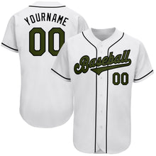 Load image into Gallery viewer, Custom White Olive-Black Authentic Memorial Day Baseball Jersey