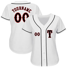 Load image into Gallery viewer, Custom White Black-Red Authentic Baseball Jersey