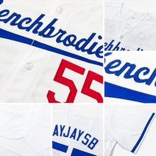 Load image into Gallery viewer, Custom White Black-Red Authentic Baseball Jersey