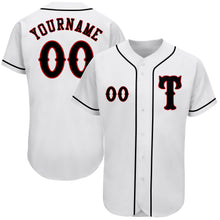 Load image into Gallery viewer, Custom White Black-Red Authentic Baseball Jersey