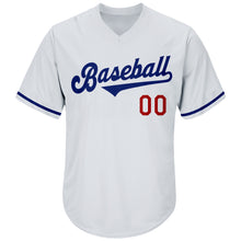 Load image into Gallery viewer, Custom White Royal-Red Authentic Throwback Rib-Knit Baseball Jersey Shirt