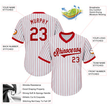 Load image into Gallery viewer, Custom White Red Pinstripe Red-White Authentic Throwback Rib-Knit Baseball Jersey Shirt