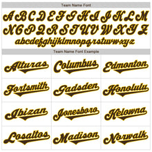 Load image into Gallery viewer, Custom White Brown Pinstripe Brown-Gold Authentic Throwback Rib-Knit Baseball Jersey Shirt