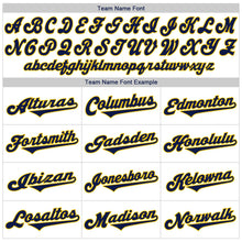 Load image into Gallery viewer, Custom White Navy Pinstripe Navy-Gold Authentic Throwback Rib-Knit Baseball Jersey Shirt