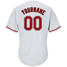 Load image into Gallery viewer, Custom White Red-Black Authentic Throwback Rib-Knit Baseball Jersey Shirt