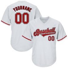 Load image into Gallery viewer, Custom White Red-Black Authentic Throwback Rib-Knit Baseball Jersey Shirt