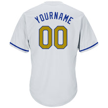Load image into Gallery viewer, Custom White Old Gold-Royal Authentic Throwback Rib-Knit Baseball Jersey Shirt