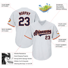 Load image into Gallery viewer, Custom White Navy-Orange Authentic Throwback Rib-Knit Baseball Jersey Shirt