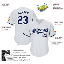 Load image into Gallery viewer, Custom White Navy Authentic Throwback Rib-Knit Baseball Jersey Shirt