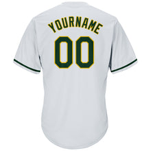 Load image into Gallery viewer, Custom White Green-Gold Authentic Throwback Rib-Knit Baseball Jersey Shirt