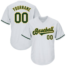 Load image into Gallery viewer, Custom White Green-Gold Authentic Throwback Rib-Knit Baseball Jersey Shirt