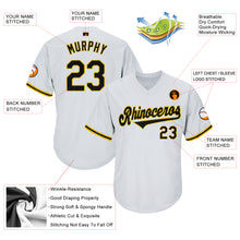 Load image into Gallery viewer, Custom White Black-Gold Authentic Throwback Rib-Knit Baseball Jersey Shirt
