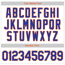 Load image into Gallery viewer, Custom White Royal Pinstripe Royal-Orange Authentic Throwback Rib-Knit Baseball Jersey Shirt