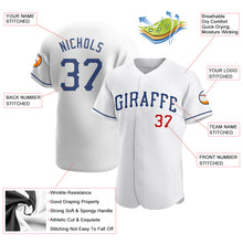 Load image into Gallery viewer, Custom White Royal-Red Authentic Baseball Jersey