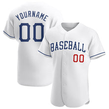 Load image into Gallery viewer, Custom White Royal-Red Authentic Baseball Jersey