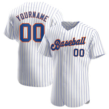 Load image into Gallery viewer, Custom White Royal Pinstripe Royal-Orange Authentic Baseball Jersey