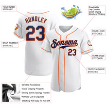 Load image into Gallery viewer, Custom White Navy-Orange Authentic Baseball Jersey