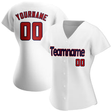 Load image into Gallery viewer, Custom White Red-Navy Authentic Baseball Jersey