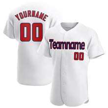 Load image into Gallery viewer, Custom White Red-Navy Authentic Baseball Jersey