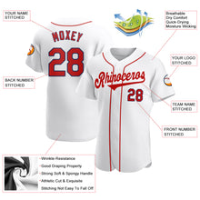 Load image into Gallery viewer, Custom White Red-Navy Authentic Baseball Jersey