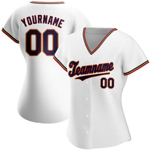 Load image into Gallery viewer, Custom White Navy-Red Authentic Baseball Jersey