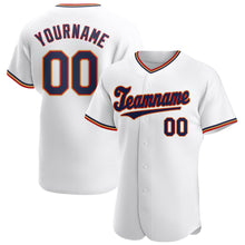 Load image into Gallery viewer, Custom White Navy-Red Authentic Baseball Jersey