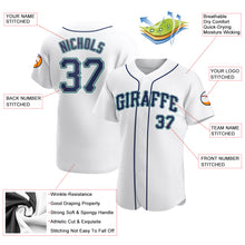 Load image into Gallery viewer, Custom White Navy-Teal Authentic Baseball Jersey