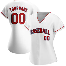 Load image into Gallery viewer, Custom White Red-Navy Authentic Baseball Jersey