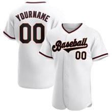 Load image into Gallery viewer, Custom White Black-Crimson Authentic Baseball Jersey