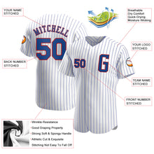Load image into Gallery viewer, Custom White Royal Pinstripe Royal-Red Authentic Baseball Jersey