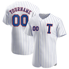Load image into Gallery viewer, Custom White Royal Pinstripe Royal-Red Authentic Baseball Jersey
