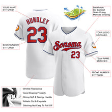 Load image into Gallery viewer, Custom White Red-Navy Authentic Baseball Jersey