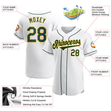 Load image into Gallery viewer, Custom White Green-Gold Authentic Baseball Jersey