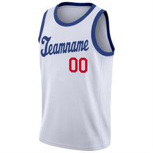 Load image into Gallery viewer, Custom White Royal-Red Round Neck Rib-Knit Basketball Jersey