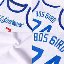Load image into Gallery viewer, Custom White Royal-Red Round Neck Rib-Knit Basketball Jersey