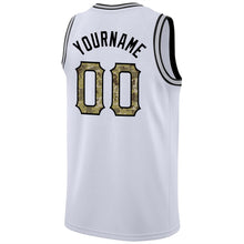 Load image into Gallery viewer, Custom White Camo-Black Round Neck Rib-Knit Basketball Jersey