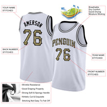 Load image into Gallery viewer, Custom White Camo-Black Round Neck Rib-Knit Basketball Jersey