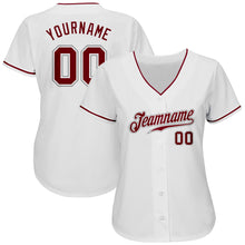 Load image into Gallery viewer, Custom White Crimson-Gray Authentic Baseball Jersey