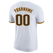 Load image into Gallery viewer, Custom White Brown-Gold Performance T-Shirt