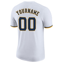 Load image into Gallery viewer, Custom White Navy-Gold Performance T-Shirt