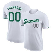 Load image into Gallery viewer, Custom White Kelly Green-Gray Performance T-Shirt