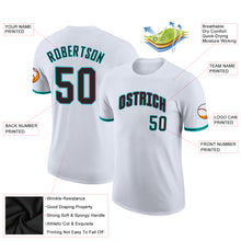 Load image into Gallery viewer, Custom White Black-Aqua Performance T-Shirt