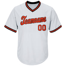 Load image into Gallery viewer, Custom White Orange-Black Authentic Throwback Rib-Knit Baseball Jersey Shirt