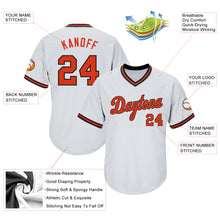 Load image into Gallery viewer, Custom White Orange-Black Authentic Throwback Rib-Knit Baseball Jersey Shirt